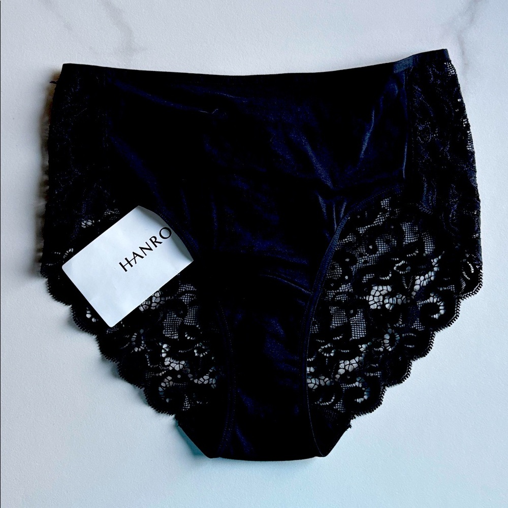 Hanro Black Lace Trim Italian style Panties
